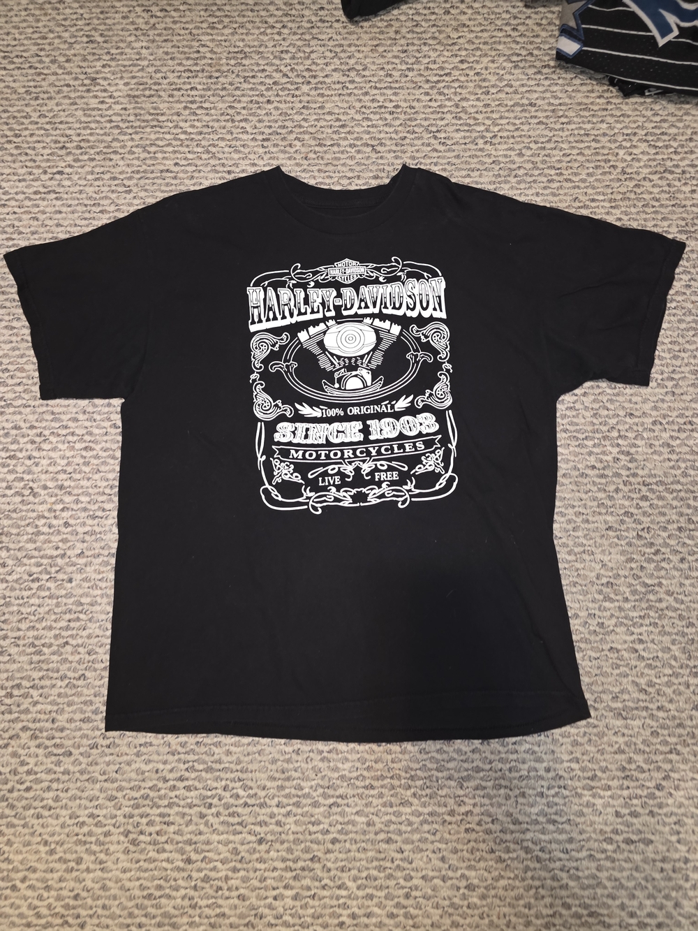 Harley-Davidson Black Tee with White Motorcycle Graphic